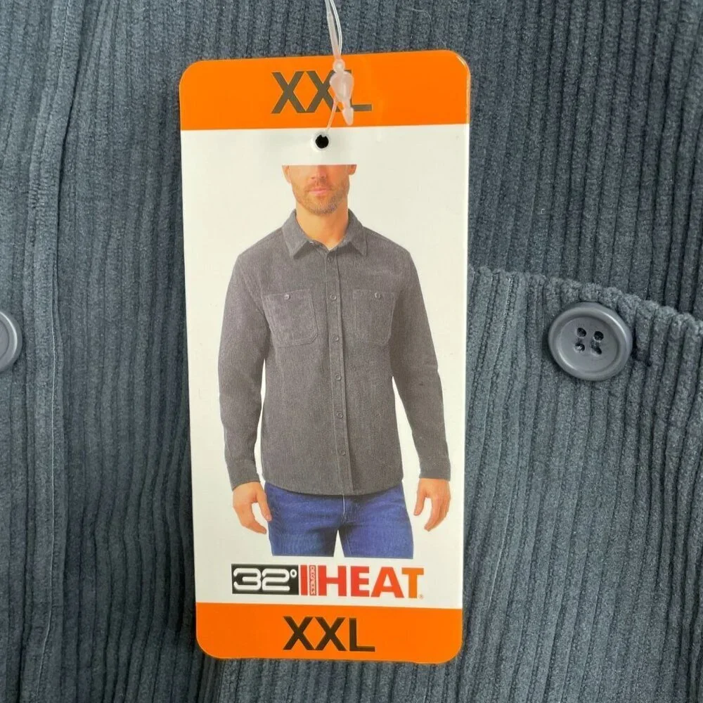 32 Degrees Heat Men's XXL Blue Corduroy Button-Up Shirt  N0271